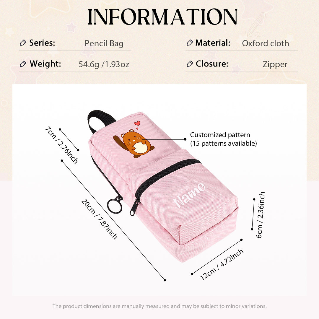 Trousse Personnalisable avec 1 Nom et Motif au Choix – Cadeau rentrée scolaire pour Enfants, 4 Couleurs