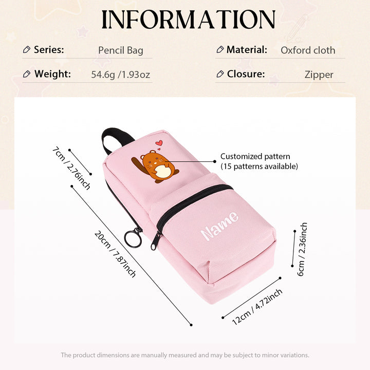 Trousse Personnalisable avec 1 Nom et Motif au Choix – Cadeau rentrée scolaire pour Enfants, 4 Couleurs