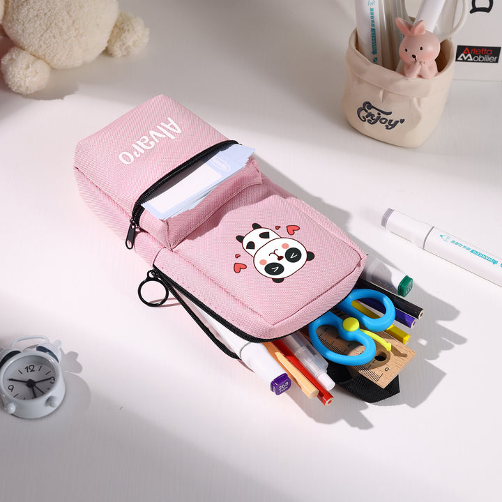 Trousse Personnalisable avec 1 Nom et Motif au Choix – Cadeau rentrée scolaire pour Enfants, 4 Couleurs