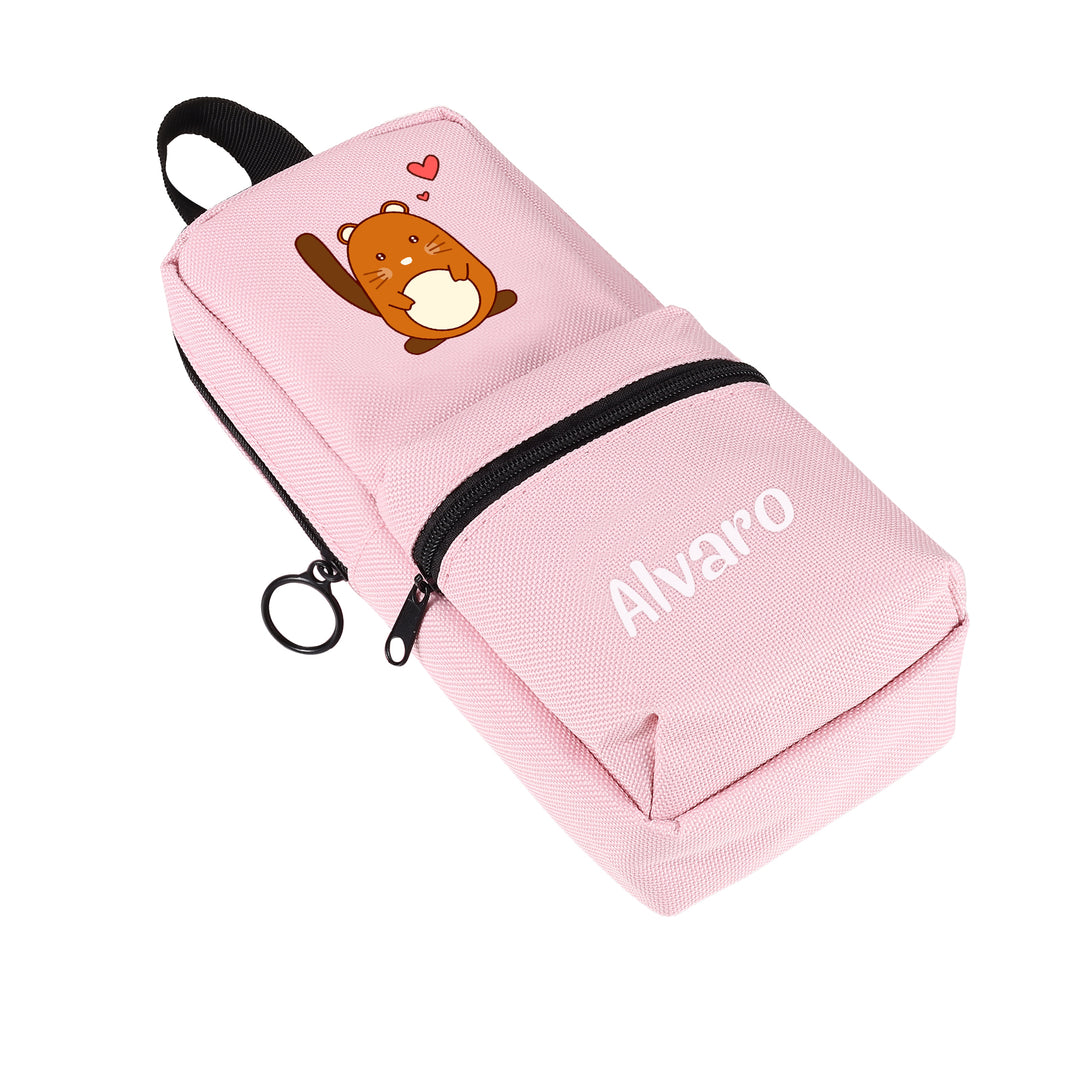 Trousse Personnalisable avec 1 Nom et Motif au Choix – Cadeau rentrée scolaire pour Enfants, 4 Couleurs