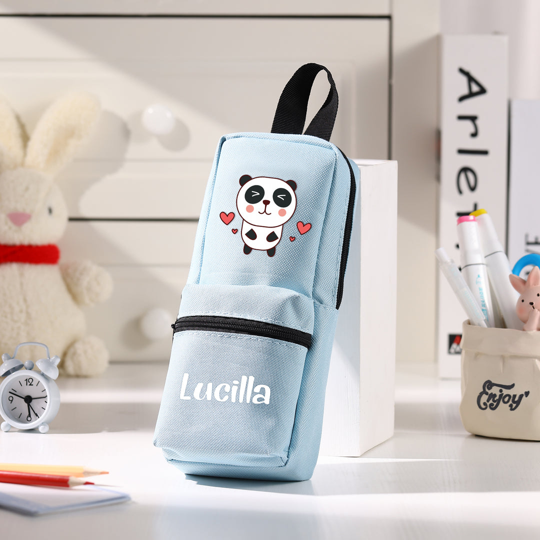 Trousse Personnalisable avec 1 Nom et Motif au Choix – Cadeau rentrée scolaire pour Enfants, 4 Couleurs