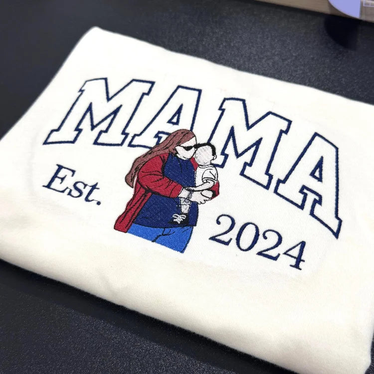 Sweat-shirt personnalisé avec surnom et photo brodée, cadeaux pour les mamans
