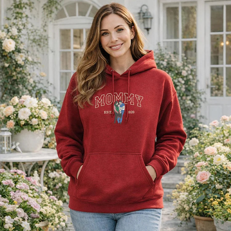 Sweat-shirt personnalisé avec surnom et photo brodée, cadeaux pour les mamans