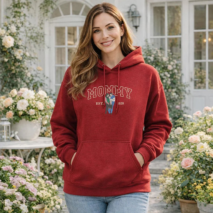Sweat-shirt personnalisé avec surnom et photo brodée, cadeaux pour les mamans