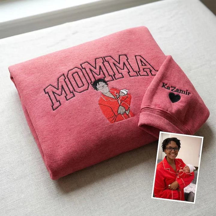 Sweat-shirt personnalisé avec surnom et photo brodée, cadeaux pour les mamans