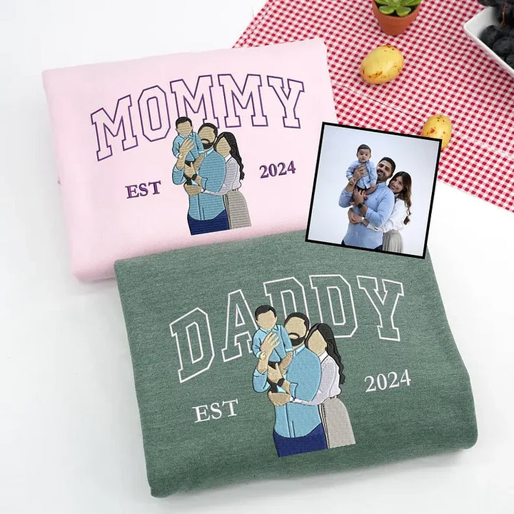Sweat-shirt personnalisé avec surnom et photo brodée, cadeaux pour les mamans