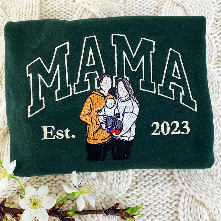 Sweat-shirt personnalisé avec surnom et photo brodée, cadeaux pour les mamans