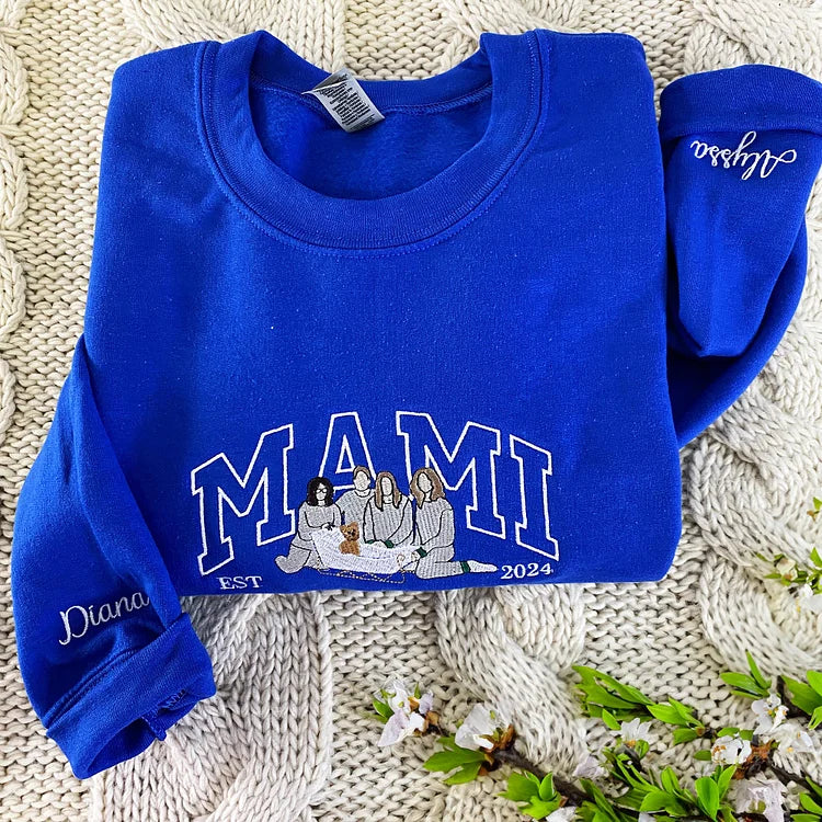 Sweat-shirt personnalisé avec surnom et photo brodée, cadeaux pour les mamans