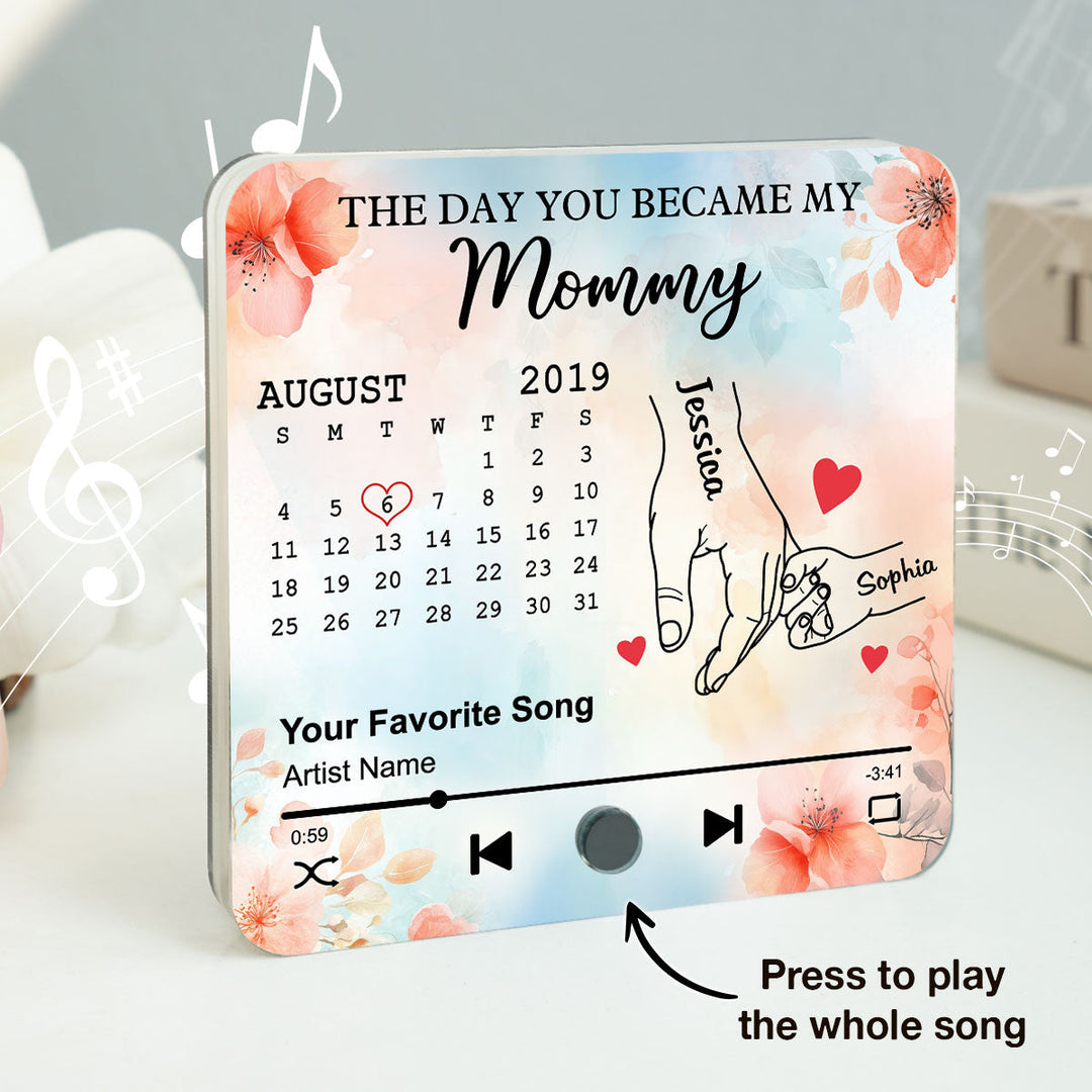 Le jour où tu es devenue ma grand-mère, calendrier personnalisé, aimant de réfrigérateur musical personnalisé