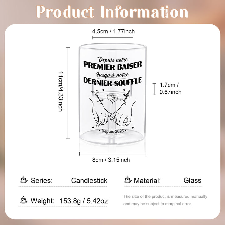 Bougeoir en Verre personnalisé sans bougoie - Depuis notre premier baiser jusqu'à notre dernier souffle
