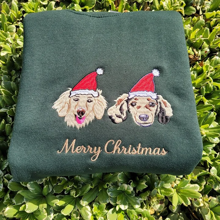 Sweat-shirt portrait d’animal brodé personnalisé de Noël
