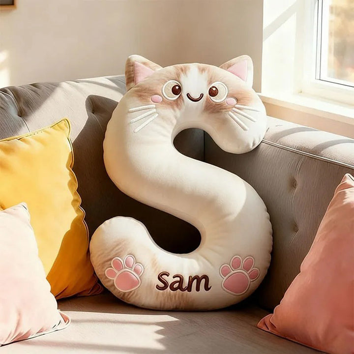 Coussin personnalisé avec la lettre « Amoureux des animaux » et un nom personnalisé