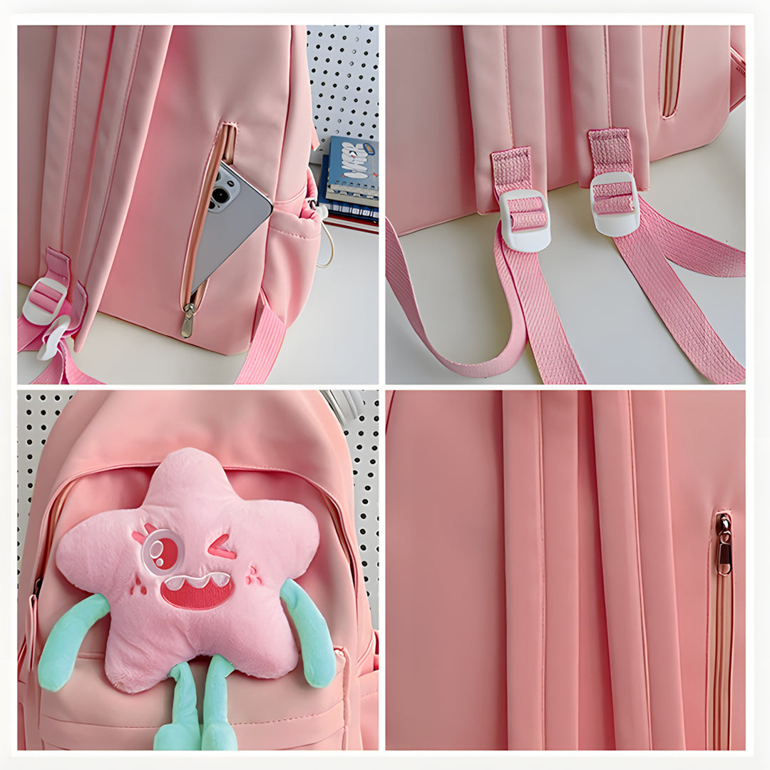 Sac à dos Enfant avec étoile Peluche, Personnalisable avec 1 Prénom et Choix de Couleur du Nom