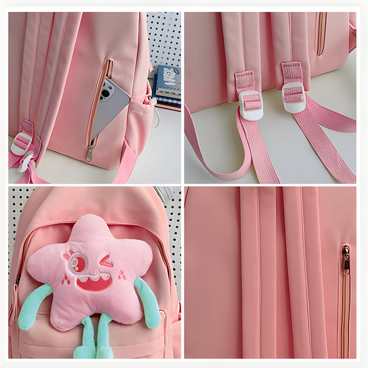 Sac à dos Enfant avec étoile Peluche, Personnalisable avec 1 Prénom et Choix de Couleur du Nom