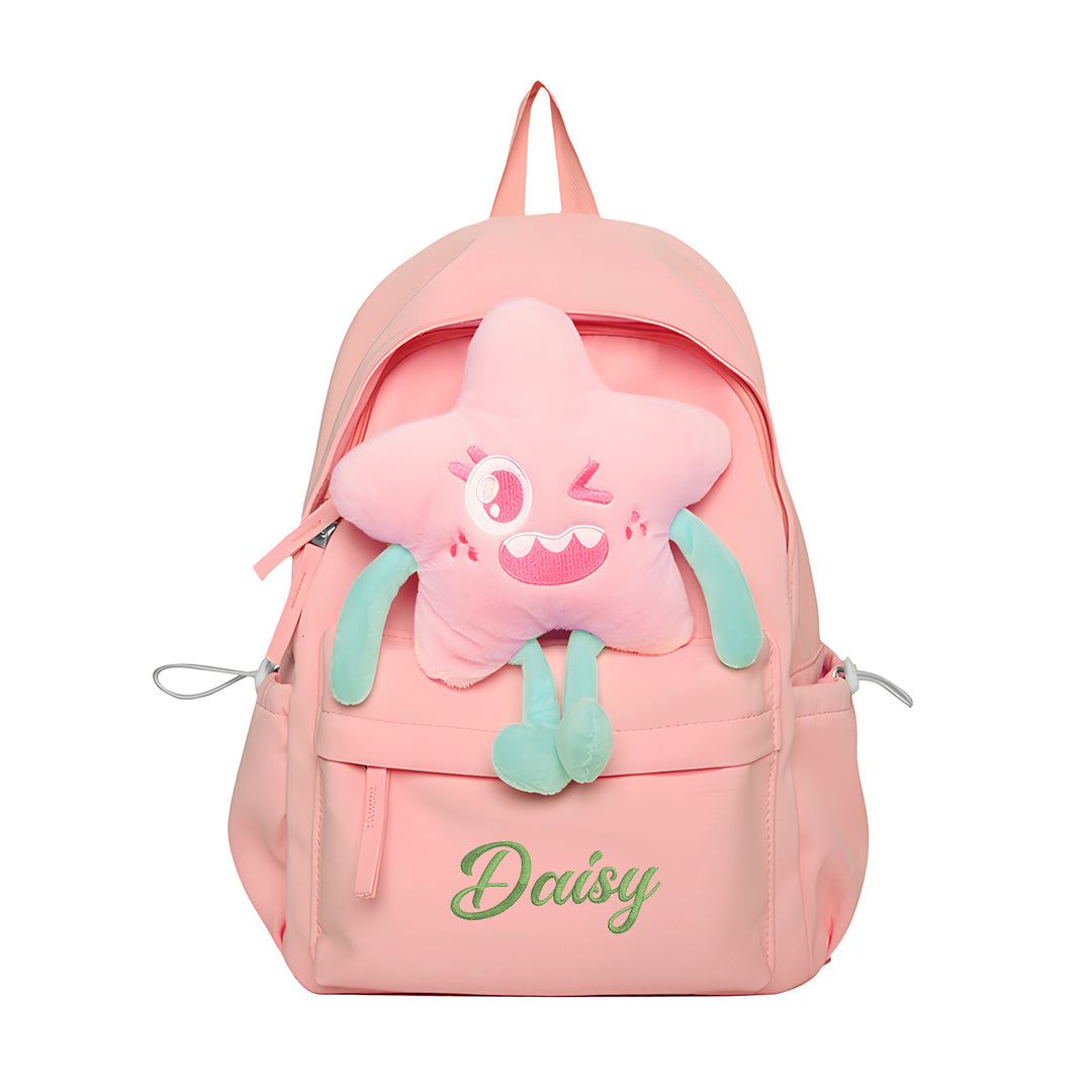 Sac à dos Enfant avec étoile Peluche, Personnalisable avec 1 Prénom et Choix de Couleur du Nom