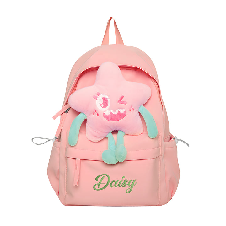 Sac à dos Enfant avec étoile Peluche, Personnalisable avec 1 Prénom et Choix de Couleur du Nom