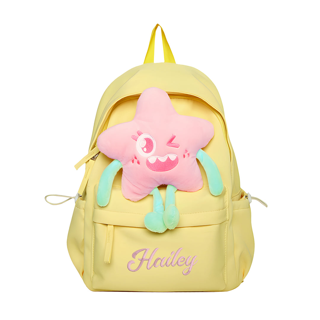 Sac à dos Enfant avec étoile Peluche, Personnalisable avec 1 Prénom et Choix de Couleur du Nom