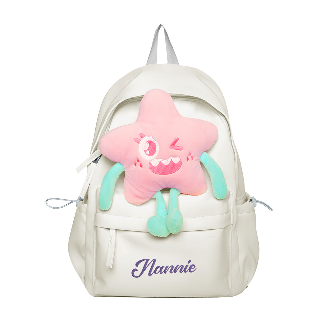Sac à dos Enfant avec étoile Peluche, Personnalisable avec 1 Prénom et Choix de Couleur du Nom