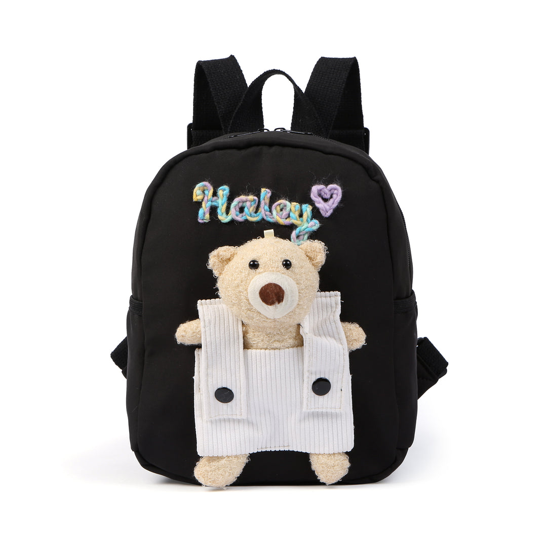 Sac à Dos Peluche Ourson Personnalisable avec Prénom et Couleurs au choix | Cadeau Rentrée Scolaire pour Enfant