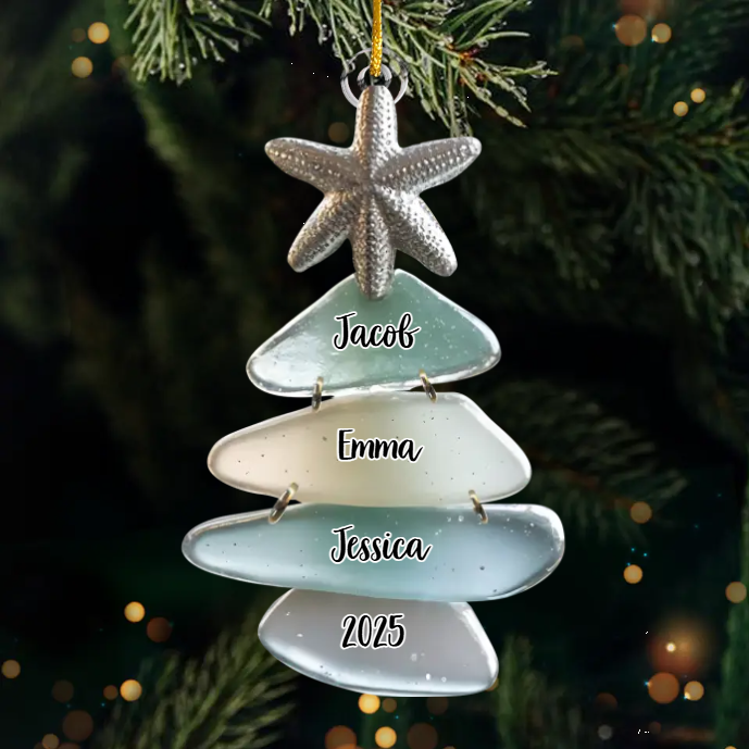 Sapin De Noël Personnalisé En Acrylique Avec Noms De Famille, Cadeau De Noël