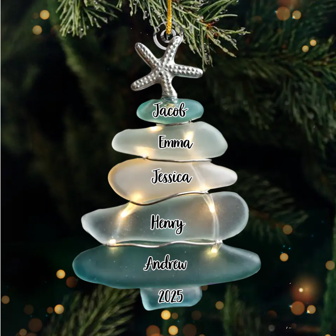 Sapin De Noël Personnalisé En Acrylique Avec Noms De Famille, Cadeau De Noël