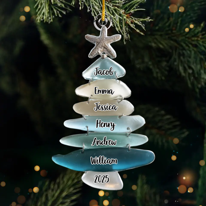 Sapin De Noël Personnalisé En Acrylique Avec Noms De Famille, Cadeau De Noël