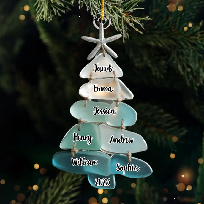 Sapin De Noël Personnalisé En Acrylique Avec Noms De Famille, Cadeau De Noël