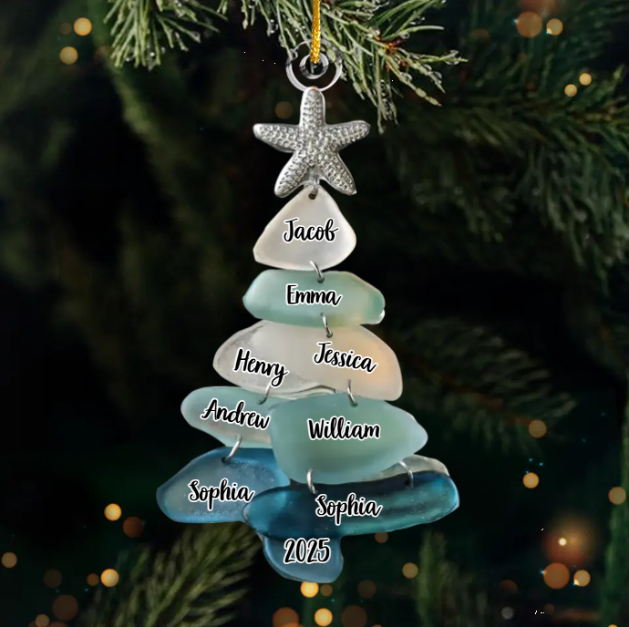 Sapin De Noël Personnalisé En Acrylique Avec Noms De Famille, Cadeau De Noël