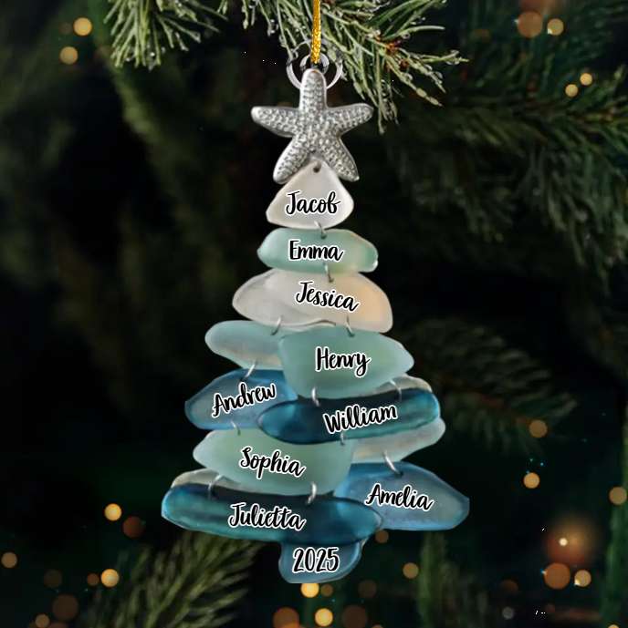 Sapin De Noël Personnalisé En Acrylique Avec Noms De Famille, Cadeau De Noël