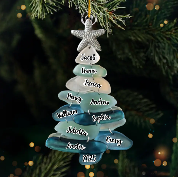 Sapin De Noël Personnalisé En Acrylique Avec Noms De Famille, Cadeau De Noël