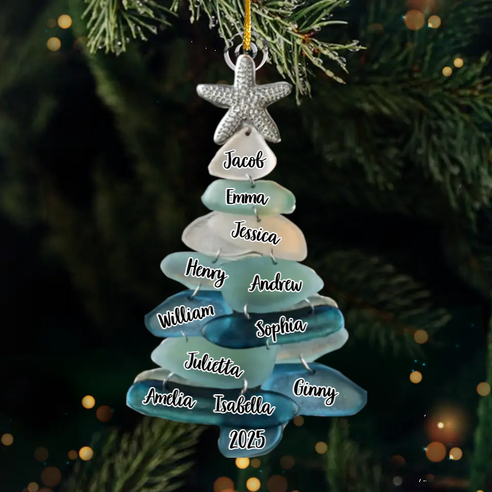 Sapin De Noël Personnalisé En Acrylique Avec Noms De Famille, Cadeau De Noël