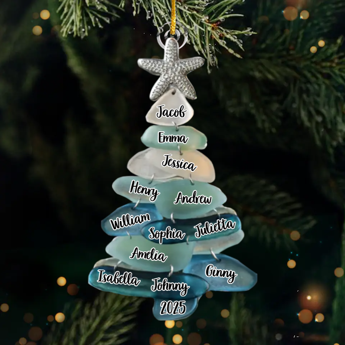 Sapin De Noël Personnalisé En Acrylique Avec Noms De Famille, Cadeau De Noël