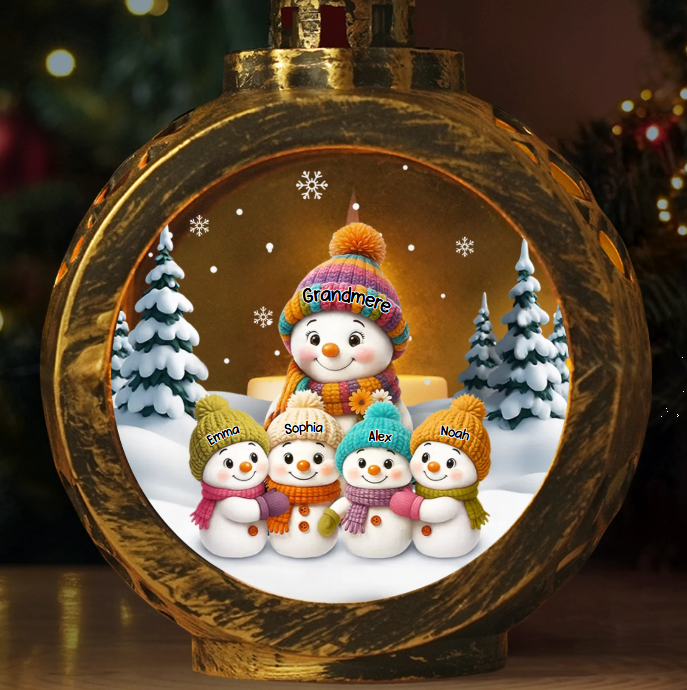 Lanterne décorative personnalisée en forme de bonhomme de neige aux chandelles – Cadeaux d'anniversaire de Noël personnalisés pour maman et grand-mère