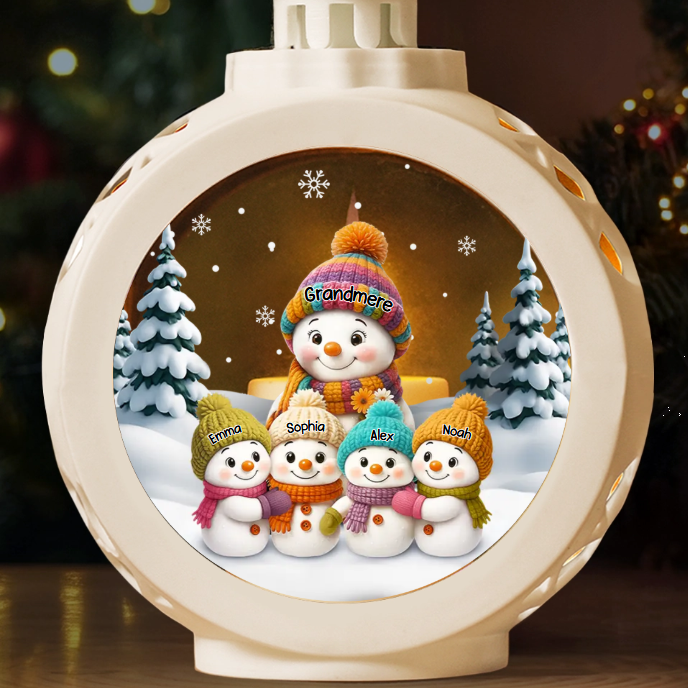Lanterne décorative personnalisée en forme de bonhomme de neige aux chandelles – Cadeaux d'anniversaire de Noël personnalisés pour maman et grand-mère