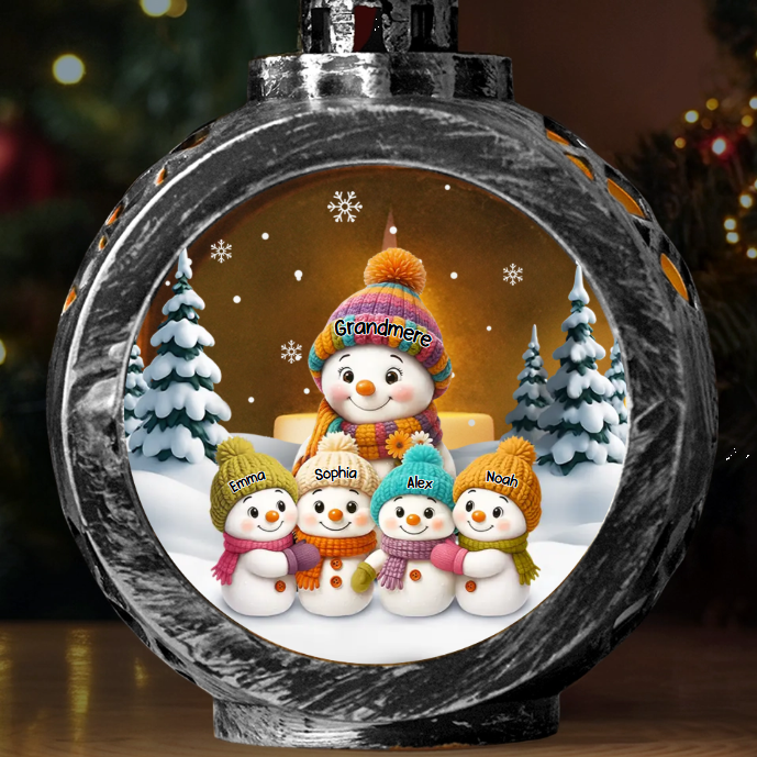 Lanterne décorative personnalisée en forme de bonhomme de neige aux chandelles – Cadeaux d'anniversaire de Noël personnalisés pour maman et grand-mère