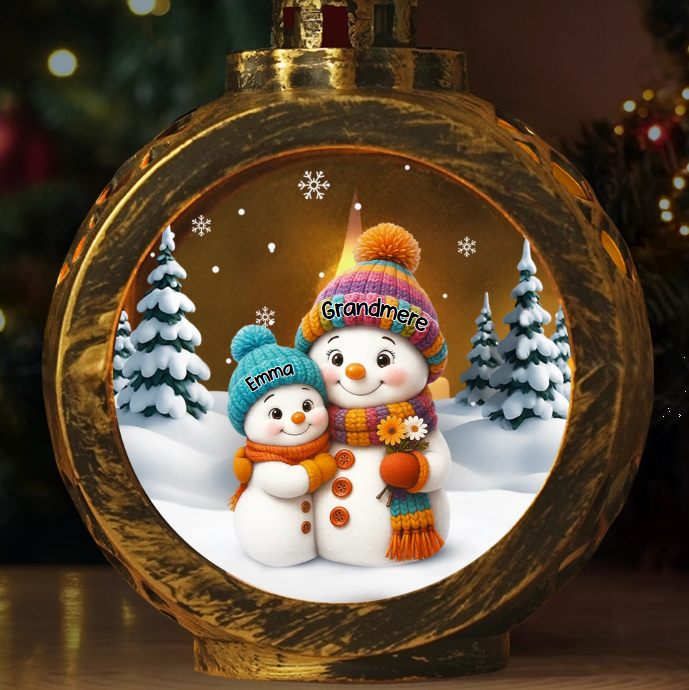 Lanterne décorative personnalisée en forme de bonhomme de neige aux chandelles – Cadeaux d'anniversaire de Noël personnalisés pour maman et grand-mère