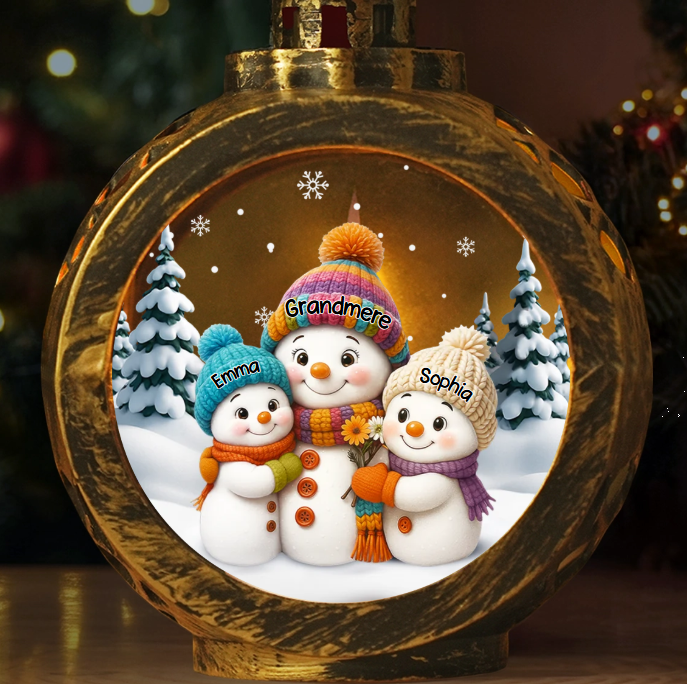 Lanterne décorative personnalisée en forme de bonhomme de neige aux chandelles – Cadeaux d'anniversaire de Noël personnalisés pour maman et grand-mère