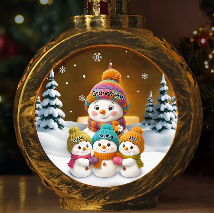 Lanterne décorative personnalisée en forme de bonhomme de neige aux chandelles – Cadeaux d'anniversaire de Noël personnalisés pour maman et grand-mère