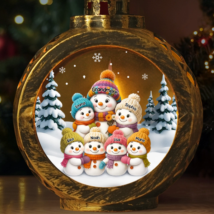 Lanterne décorative personnalisée en forme de bonhomme de neige aux chandelles – Cadeaux d'anniversaire de Noël personnalisés pour maman et grand-mère