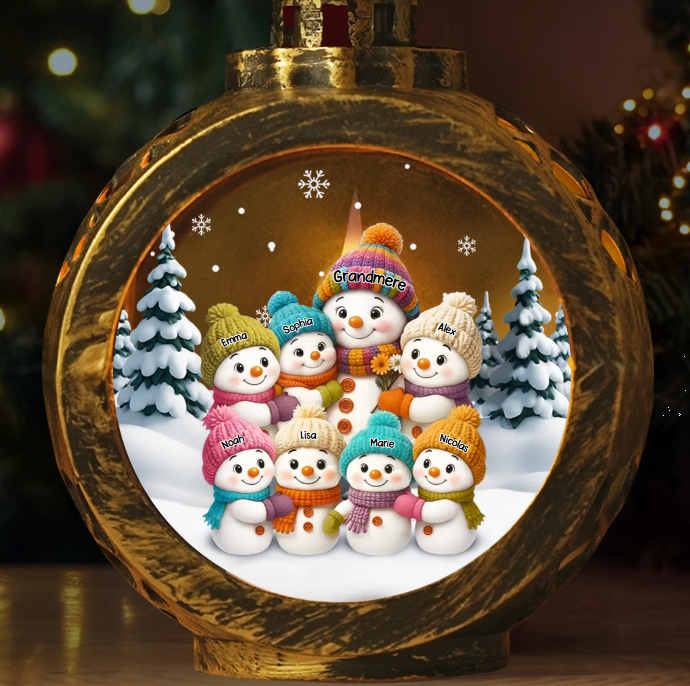 Lanterne décorative personnalisée en forme de bonhomme de neige aux chandelles – Cadeaux d'anniversaire de Noël personnalisés pour maman et grand-mère