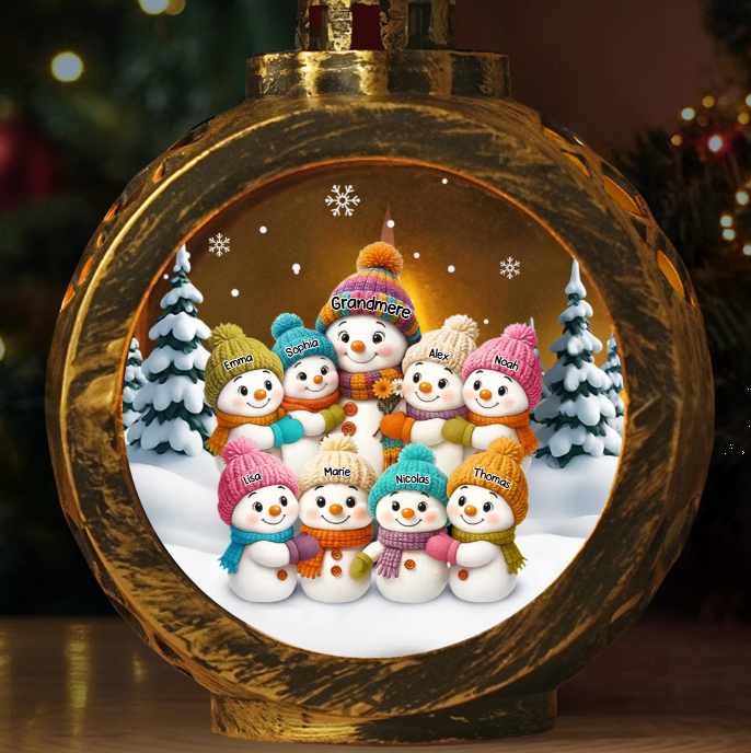 Lanterne décorative personnalisée en forme de bonhomme de neige aux chandelles – Cadeaux d'anniversaire de Noël personnalisés pour maman et grand-mère