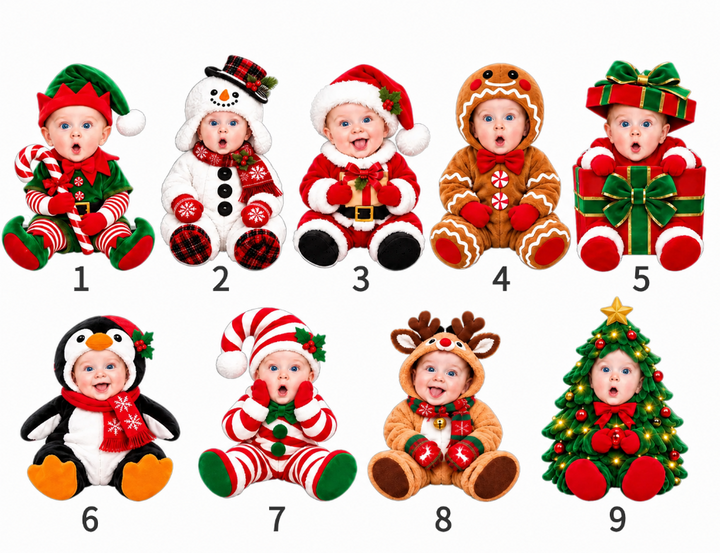 Ornement personnalisé avec photo du visage de bébé, cadeau de Noël souvenir