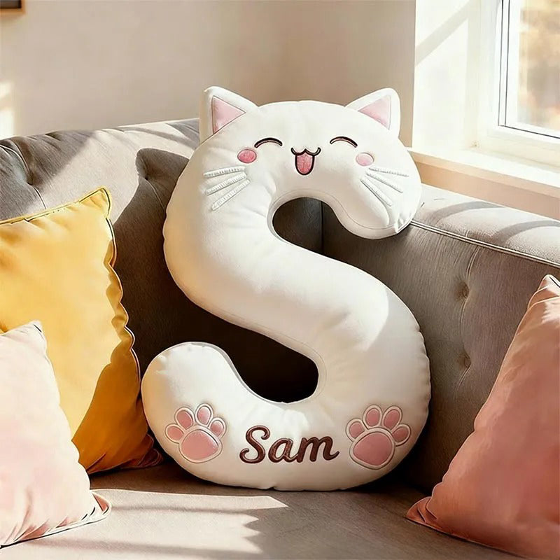 Coussin personnalisé avec la lettre « Amoureux des animaux » et un nom personnalisé