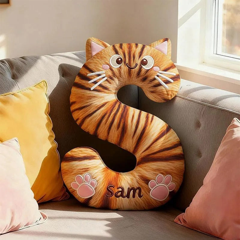 Coussin personnalisé avec la lettre « Amoureux des animaux » et un nom personnalisé