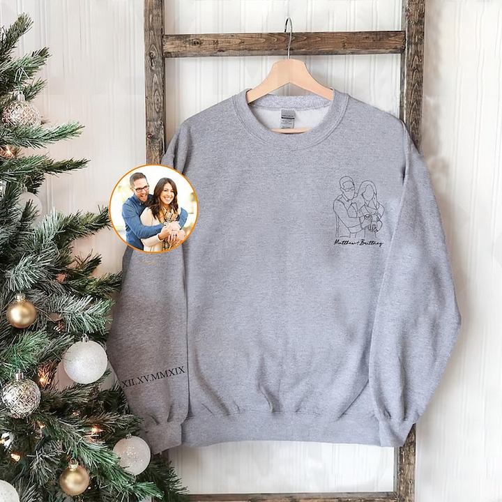 Sweat-shirt photo Portrait silhouette Personnalisé-Date en chiffres romains