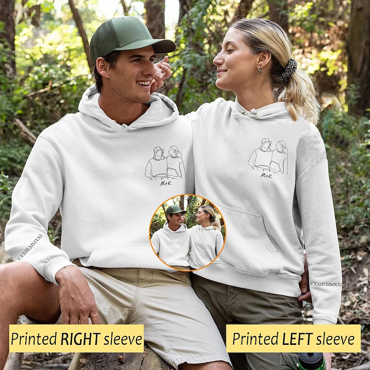 Sweat-shirt photo Portrait silhouette Personnalisé-Date en chiffres romains