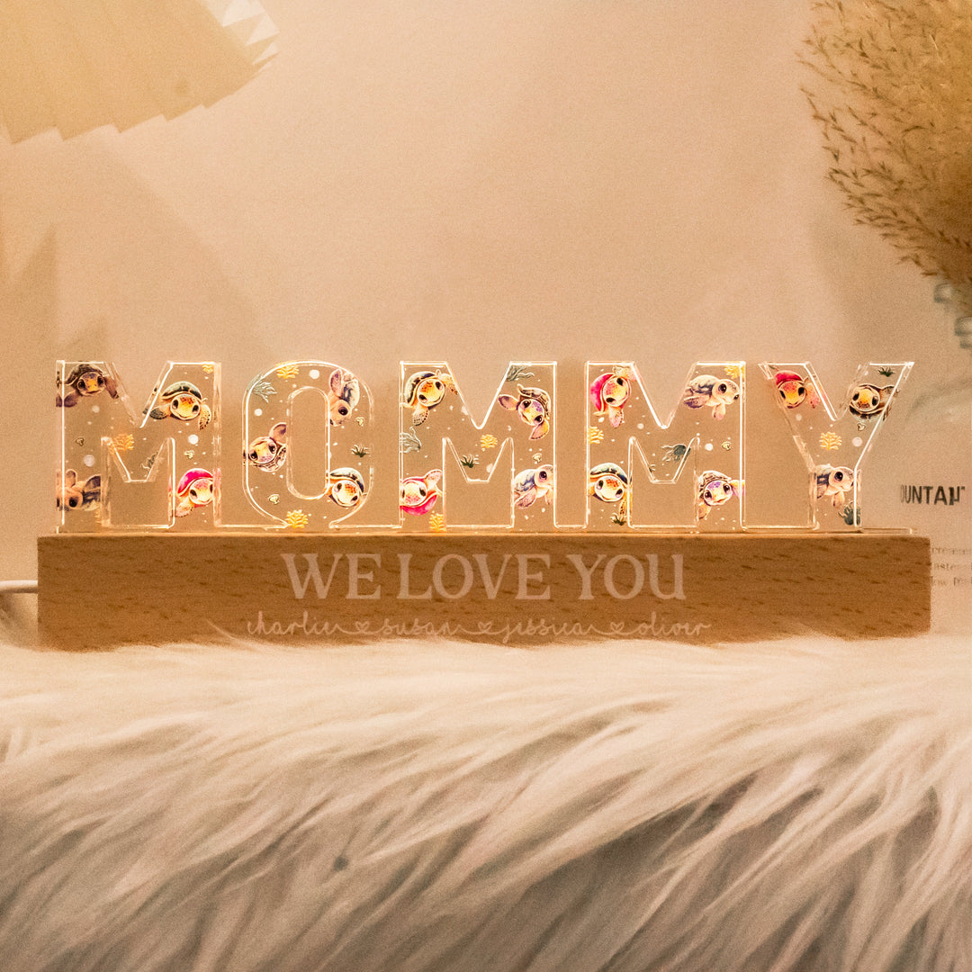 Veilleuse LED Acrylique Personnalisée Animaux Mignons pour Maman