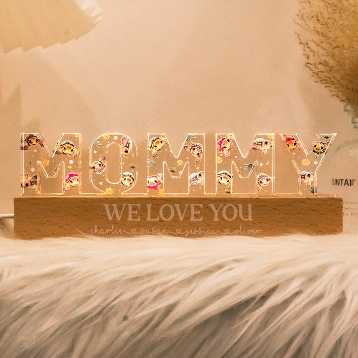 Veilleuse LED Acrylique Personnalisée Animaux Mignons pour Maman