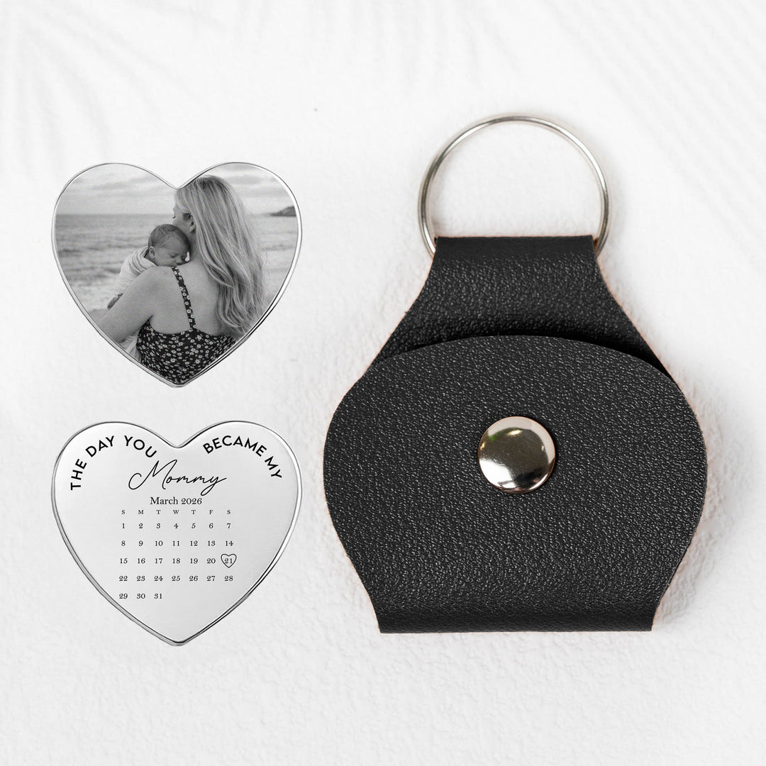 Le jour où tu es devenu mon papa, pochette photo personnalisée en cuir