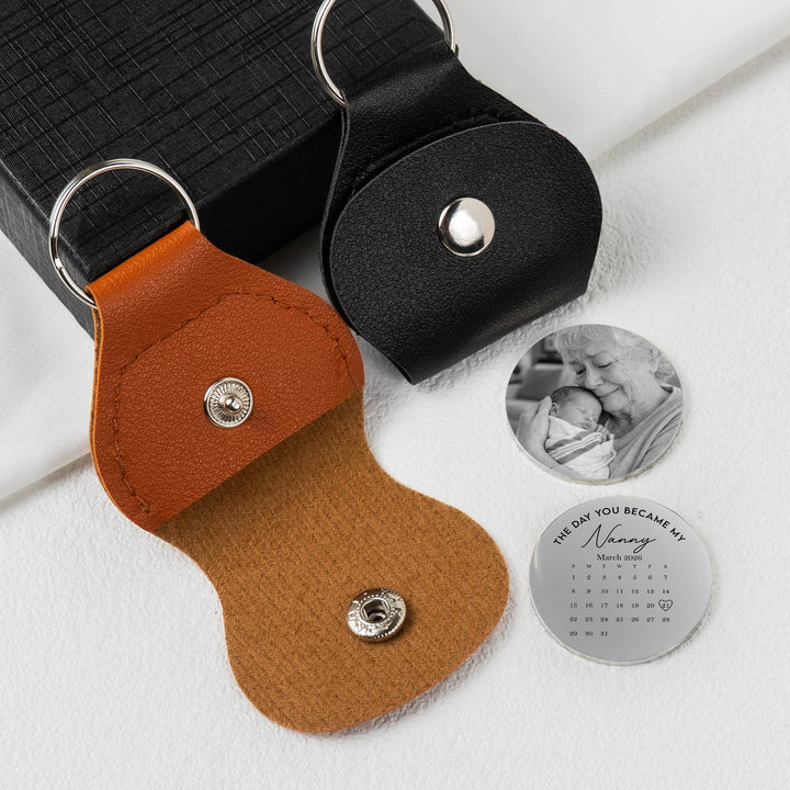 Le jour où tu es devenu mon papa, pochette photo personnalisée en cuir